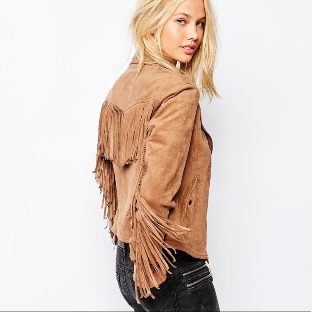 Hollister faux suede fringe jacket
